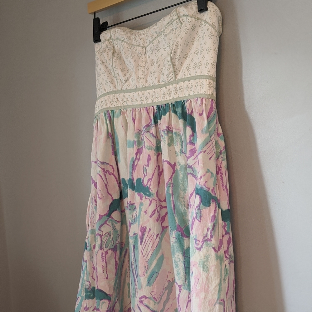 Urban Outfitters Kimchi Blue l Strapless Watercolor Print D… - Picture 3 of 11